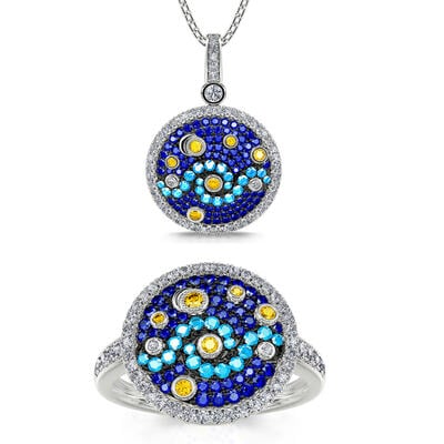 Jeulia "Pure Night" The Starry Night Inspired Sterling Silver Jewelry Set