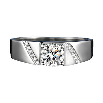 Jeulia Einfacher Herren Verlobungsring aus Sterling Silber