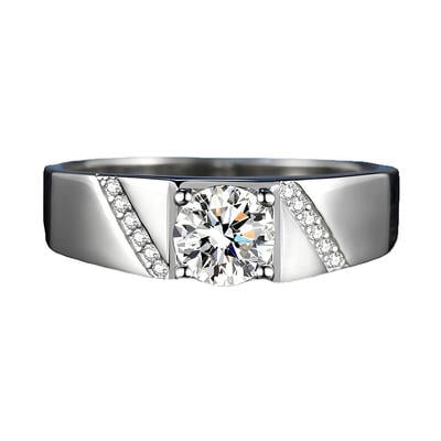 Jeulia Einfacher Herren Verlobungsring aus Sterling Silber