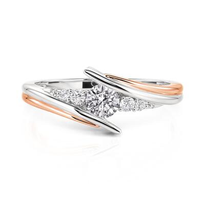 Jeulia Two Tone Bypass Round Cut Engagement Ring