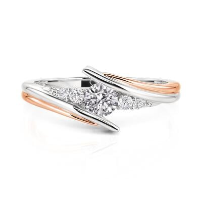 Jeulia Two Tone Bypass Round Cut Engagement Ring