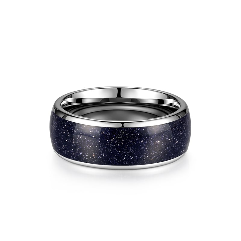 Jeulia Blue Sandstone Effect Tungsten Ring for Men