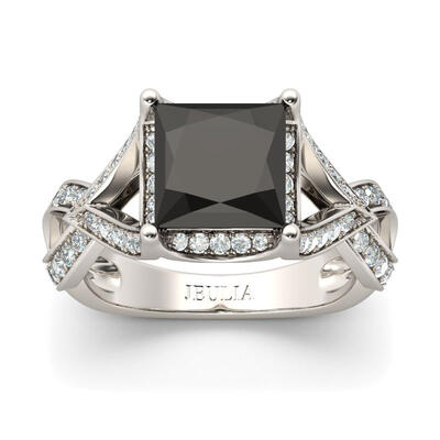 Jeulia Twist Princess Cut Sterling Silver Ring