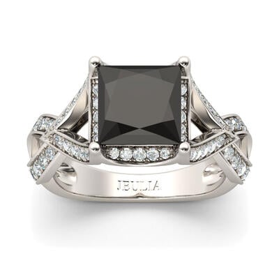 Jeulia Twist Princess Cut Sterling Silver Ring