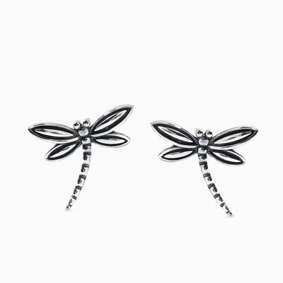 Jeulia "Live Life to The Fullest" Dragonfly Sterling Silver Earrings