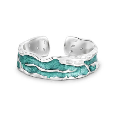 Jeulia "Aurora Impression" Open Design Sterling Silver Men's Band