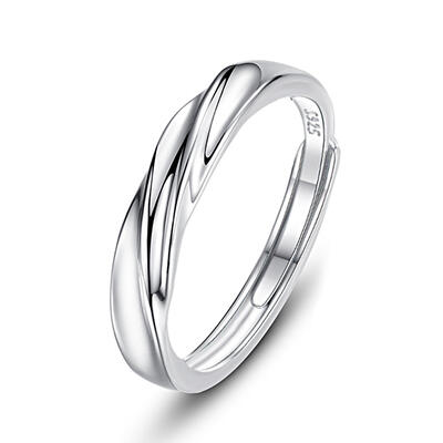 Jeulia Wave Design Sterling Silver Men's Band
