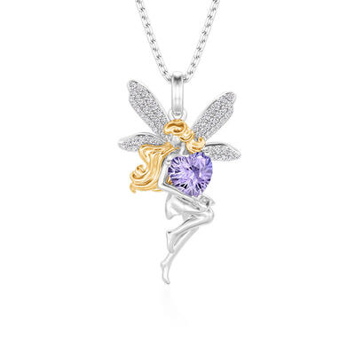Jeulia Midsummer Night Fashion Two Tone Fairy Heart Necklace Sterling Silver