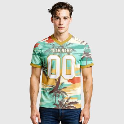 Custom Football Jersey 3D Pattern Tropical Hawaii Palm Trees Mesh Authentic