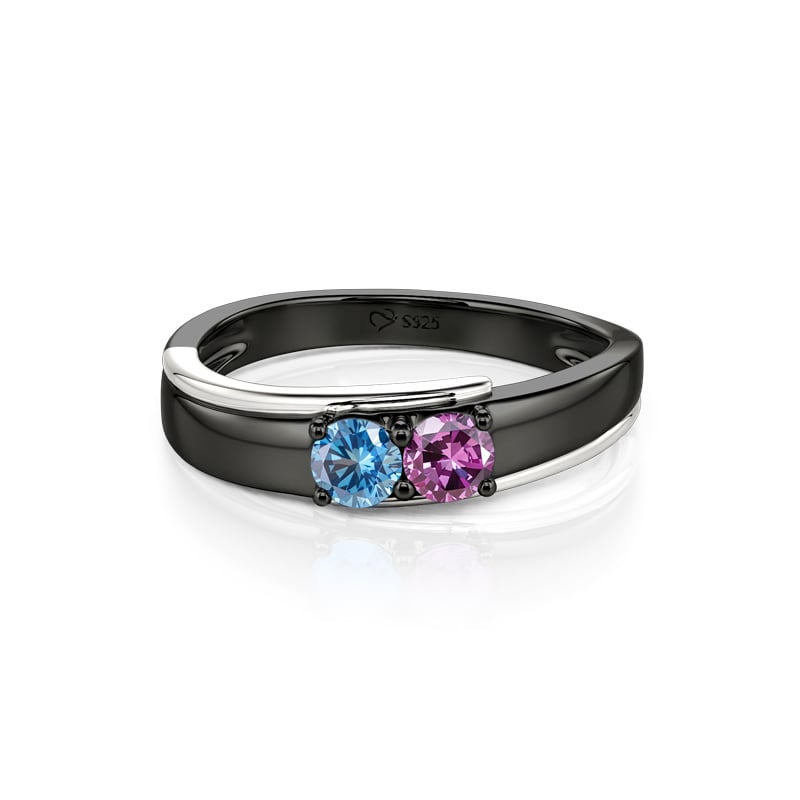 Jeulia Parallel Meet Custom Birthstone Men's Bypass Wedding Band