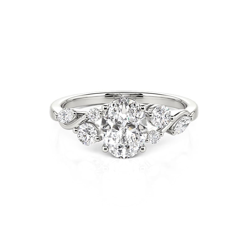 Jeulia Twisted Oval Cluster Engagement Ring Sterling Silver