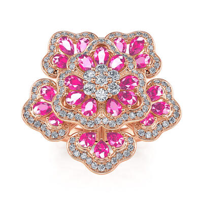 Jeulia "Flowery Beauty" Rose Gold Tone Sterling Silver Ring