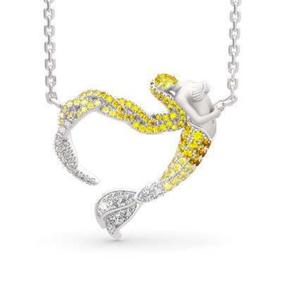 Jeulia "Ocean's Light" Sterling Silver Mermaid Gift Necklace for Valentine's Day