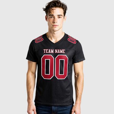 Custom Black Football Jersey Mesh Authentic Personalized Stitched Teamname