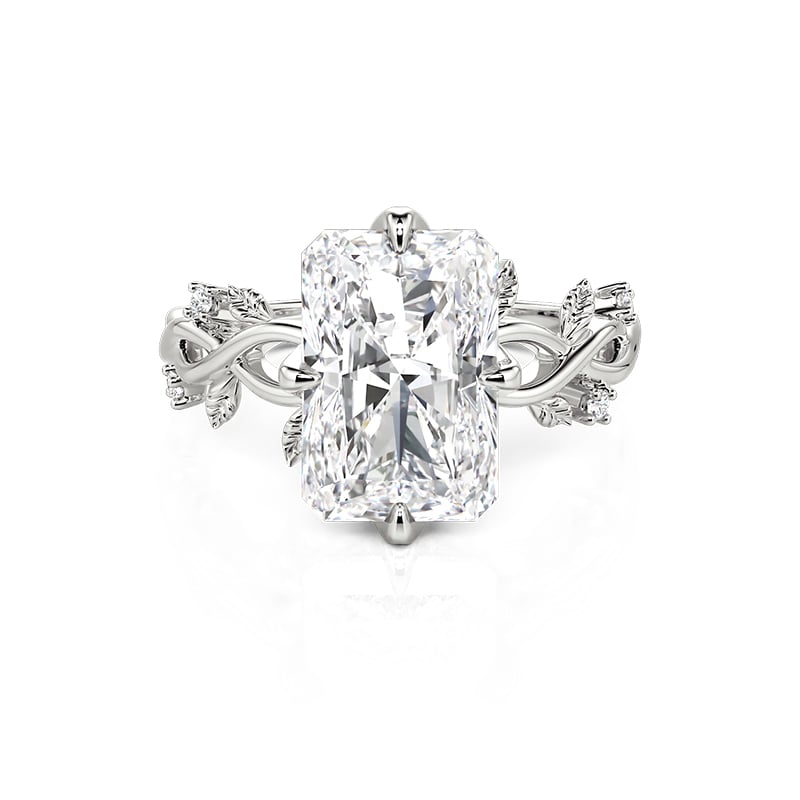 Jeulia Leaf Twist Radiant Crushed Ice Cut Engagement Ring