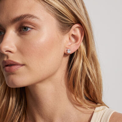 "Silent Poetry" Radiant Cut Stud Earrings