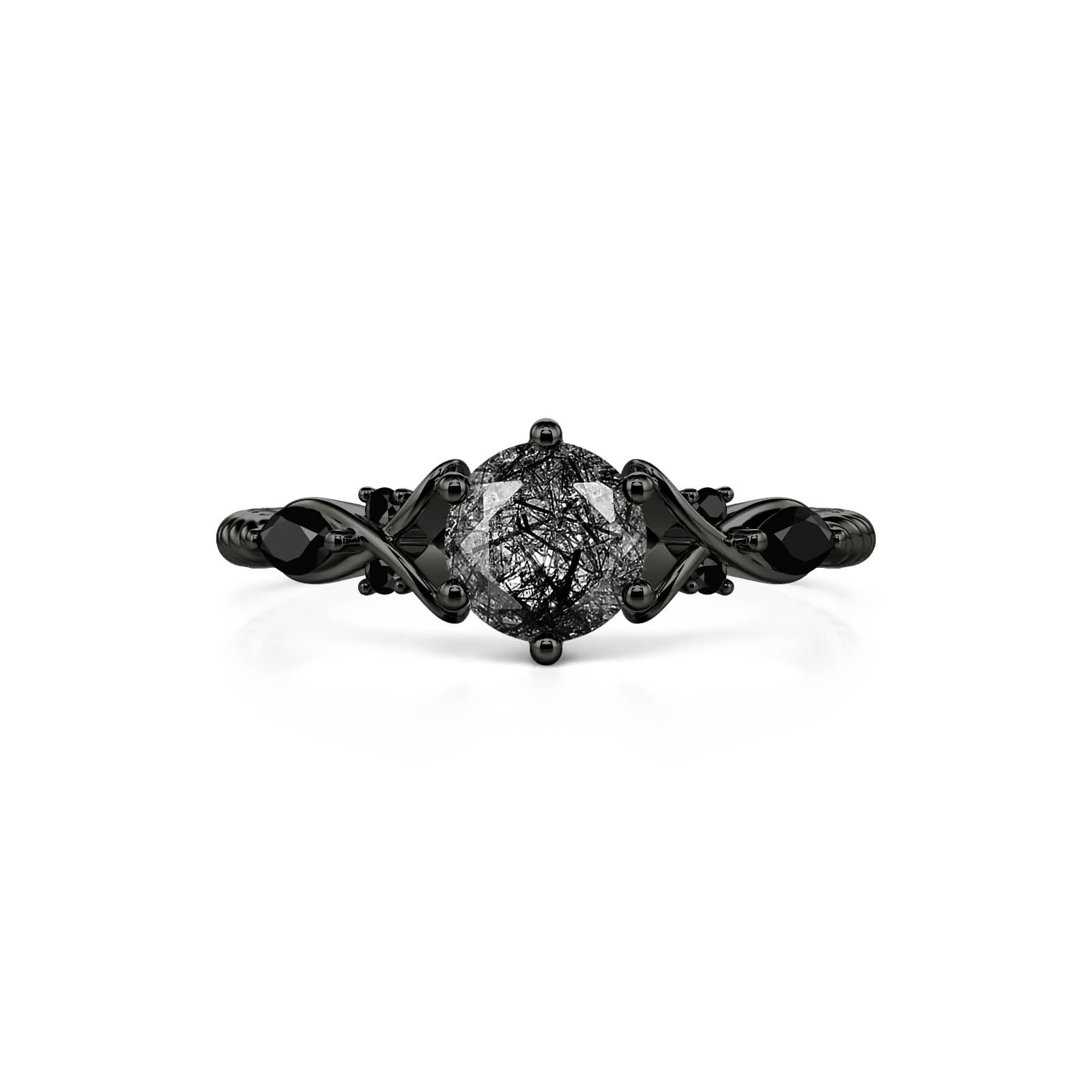 Jeulia Gothic Infinity Twist Black Rutilated Quartz Ring