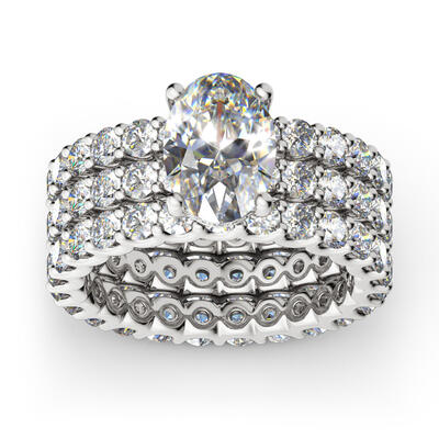 Jeulia 3PC Oval Cut Sterling Silver Ring Set