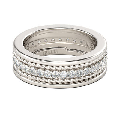 Jeulia Rope Round Cut Sterling Silver Men's Band