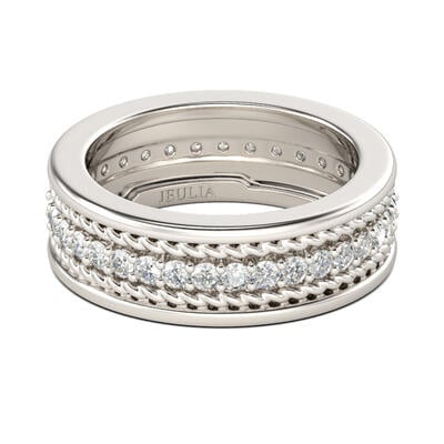 Jeulia Rope Round Cut Sterling Silver Men's Band