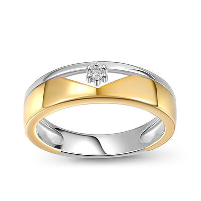 Jeulia Two Tone Sterling Silver Men's Band