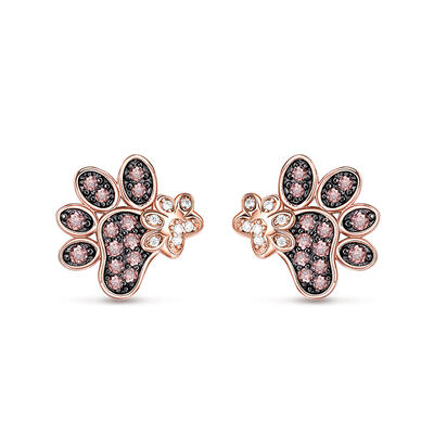 Jeulia "Warmth Accompanies" Dog Paw Sterling Silver Stud Earrings