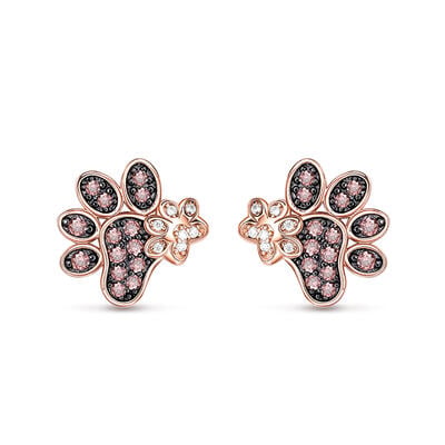 Jeulia "Warmth Accompanies" Dog Paw Sterling Silver Stud Earrings