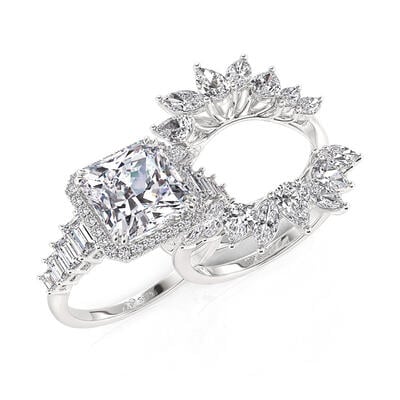 Jeulia Luxurious Interchangeable Halo Princess Cut Engagement Ring Set