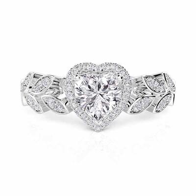 Jeulia Olivetta カスタム ハート バースストーン ヘイロー エンゲージメントリング