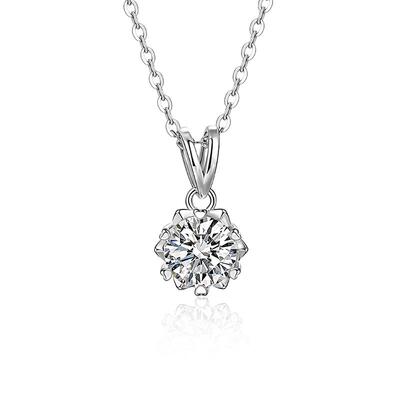 Jeulia Holiday Round Cut Starburst Snowflake Necklace