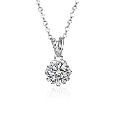 Jeulia Holiday Round Cut Starburst Snowflake Necklace