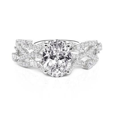 Jeulia Elegant Twist Pave Set Oval Engagement Ring