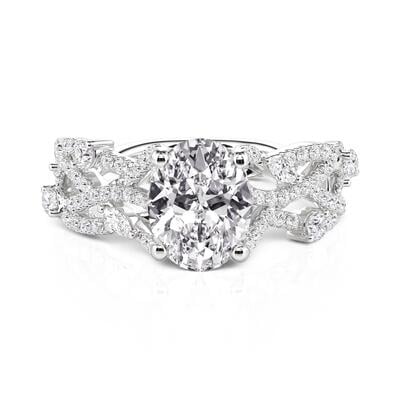 Jeulia Elegant Twist Pave Set Oval Engagement Ring
