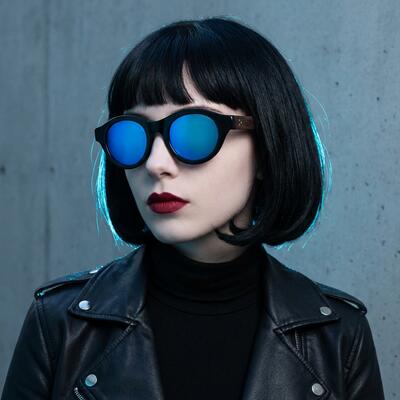 Yvette Lunettes de soleil Rondes Noires