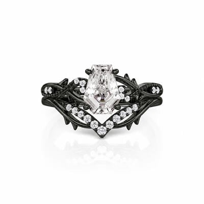 Jeulia Black Thorn Coffin Cut Engagement Ring Set 2PCS