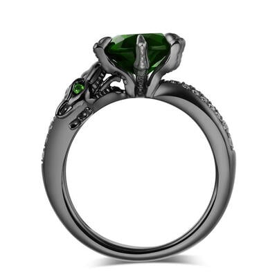Jeulia Fancy Round Cut Sterling Silver Dragon Ring