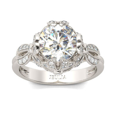 Jeulia Floral Round Cut Sterling Silver Ring