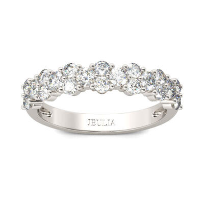 Jeulia Dainty Round Cut Sterling Silver Women's Band