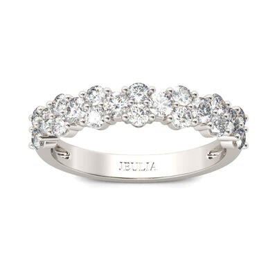 Jeulia Dainty Round Cut Sterling Silver Women's Band