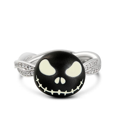 Jeulia "King of Night" Skull Design Luminous Sterling Silver Rotating Ring