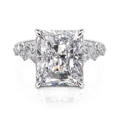 Jeulia Anillo de Compromiso Latido del Corazón Corte Radiante de Plata de Ley