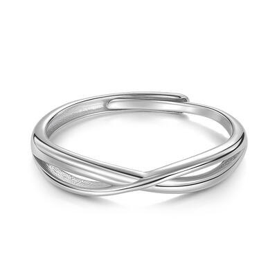 Jeulia Twist Mobius Infinity Men's Wedding Ring Sterling Silver