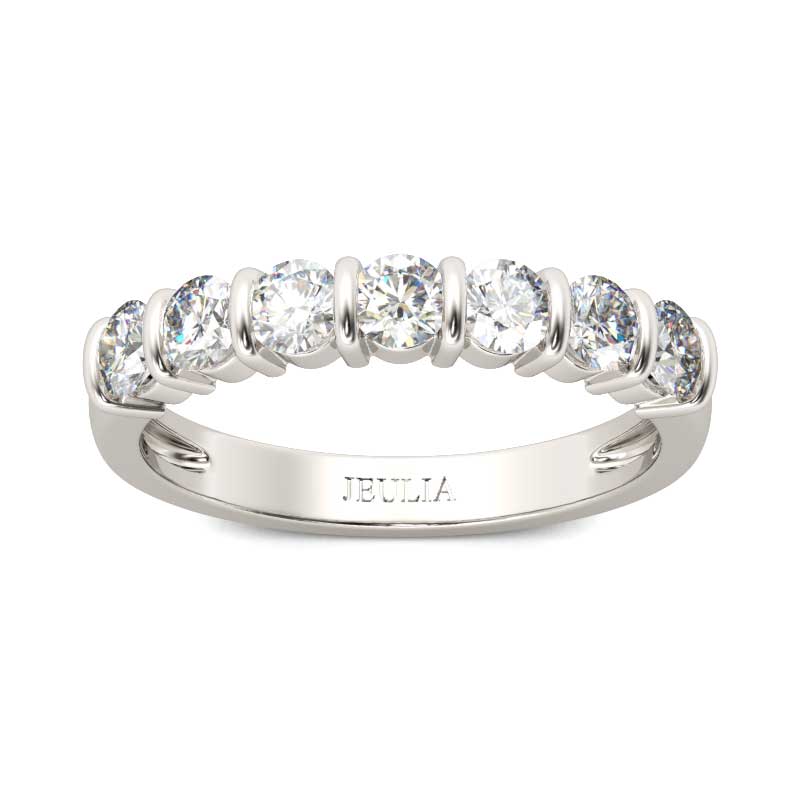 Jeulia Bar Setting Round Cut Sterling Silver Women's Band