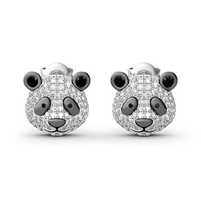 Jeulia "Be Calm and Steady" Cute Panda Sterling Silver Earrings