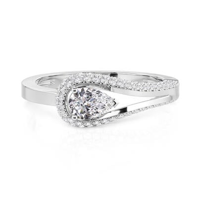 Jeulia Droplet Pear Shaped Wedding Ring Sterling Silver