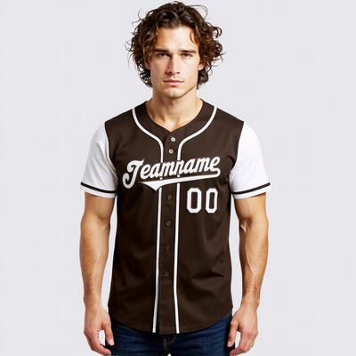 Personalized Brown White Two Tone Baseball Jersey Custom Number and Logo for Games Practices and Fan Use