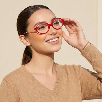 Gustavie Red Oval Glasses