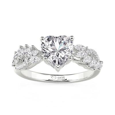 Jeulia Twisted Cluster Heart Shaped Engagement Ring