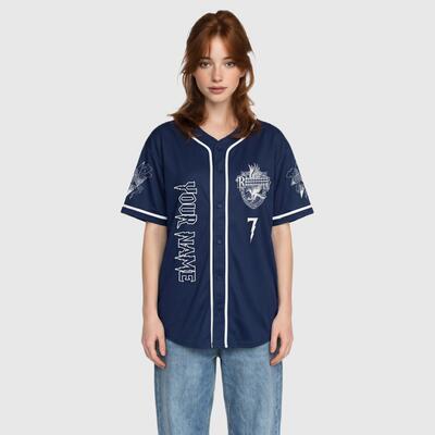 Custom Eagle Emblem Baseball Jersey, Vintage Fantasy School Spirit Button-Down Shirt, Personalized Team Name & Number for Men & Women