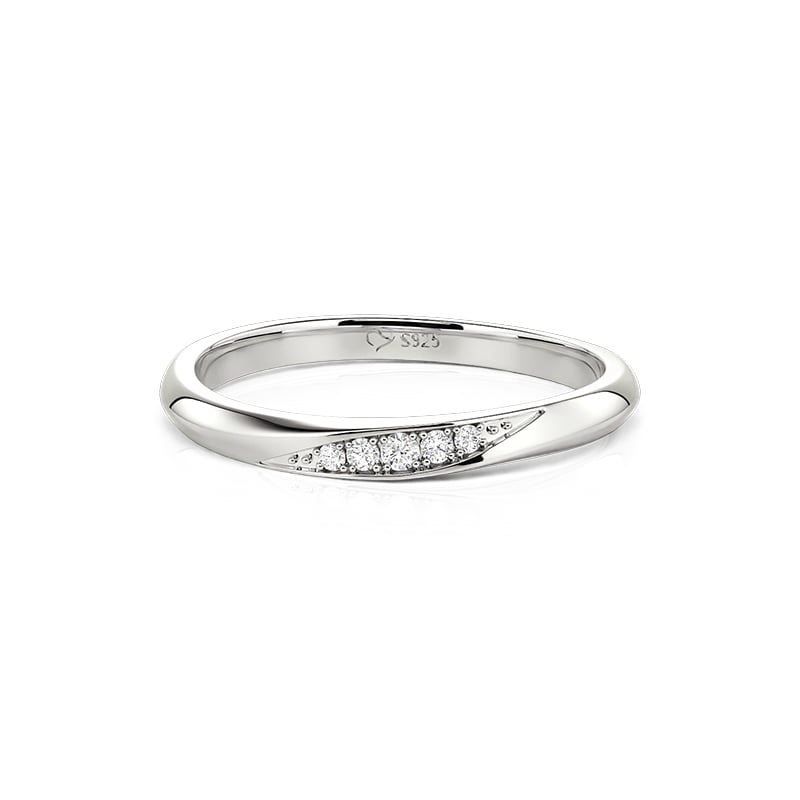 Jeulia Stylish Round Cut Sterling Silver Women's Band